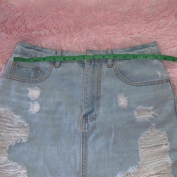 Forever 21 Light Blue Distressed Denim Skirt - Picture 8 of 15